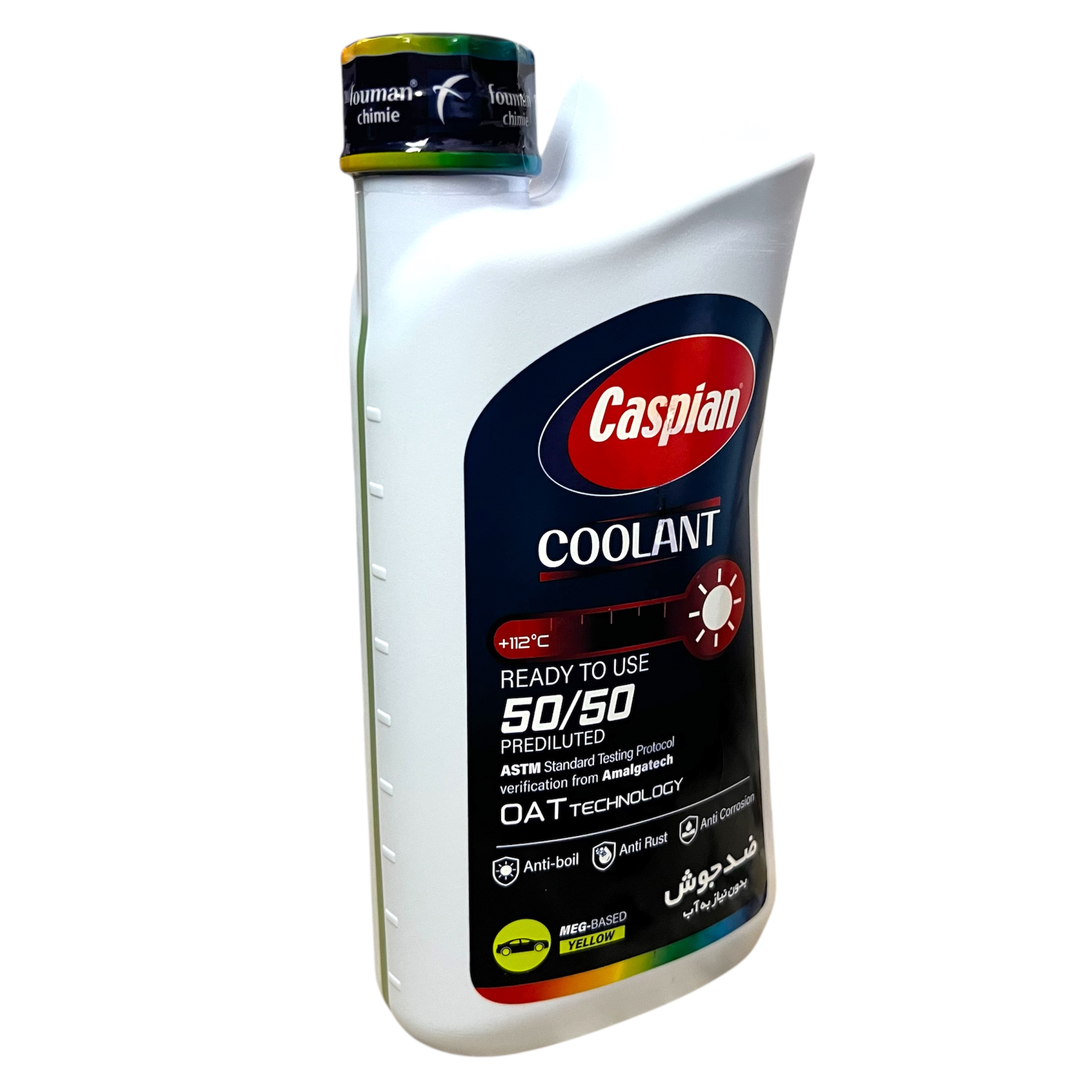 ضدیخ و ضدجوش آماده مصرف 50 به 50 کاسپین مدل COOLANT حجم 930 میلی لیتر