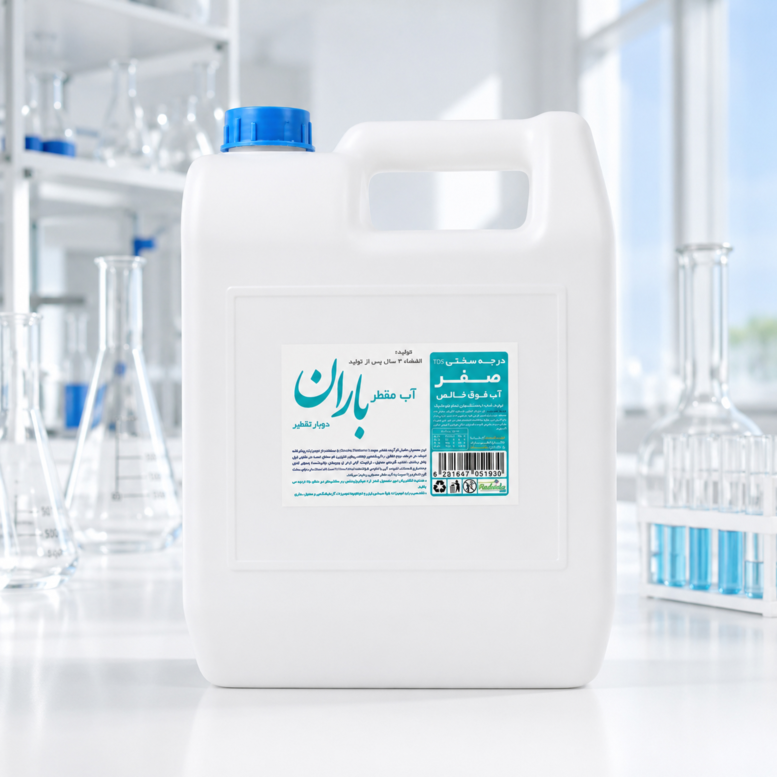 آب مقطر دوبار تقطیر بـاران کد B2G34 حجم 3400 میلی لیتر