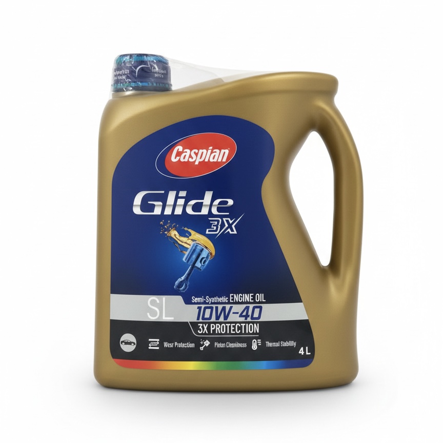 روغن موتور خودرو بنزینی کاسپین مدل SL 10W-40 Glide 3X حجم 4 لیتر