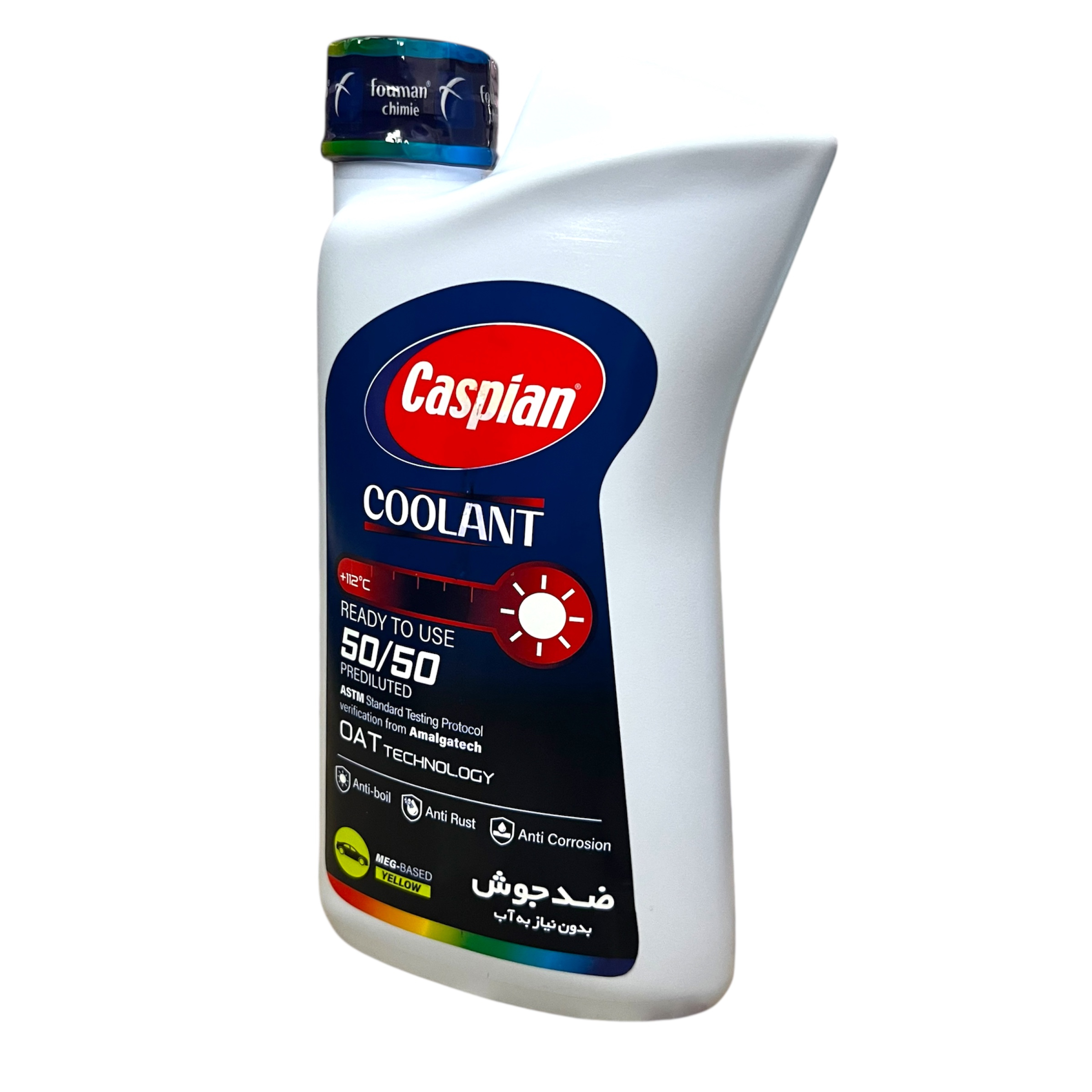 ضدیخ و ضدجوش آماده مصرف 50 به 50 کاسپین مدل COOLANT حجم 930 میلی لیتر