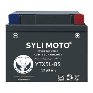 باتری موتورسیکلت 12ولت 5 آمپر سایلی موتو مدل YTX5L-BS