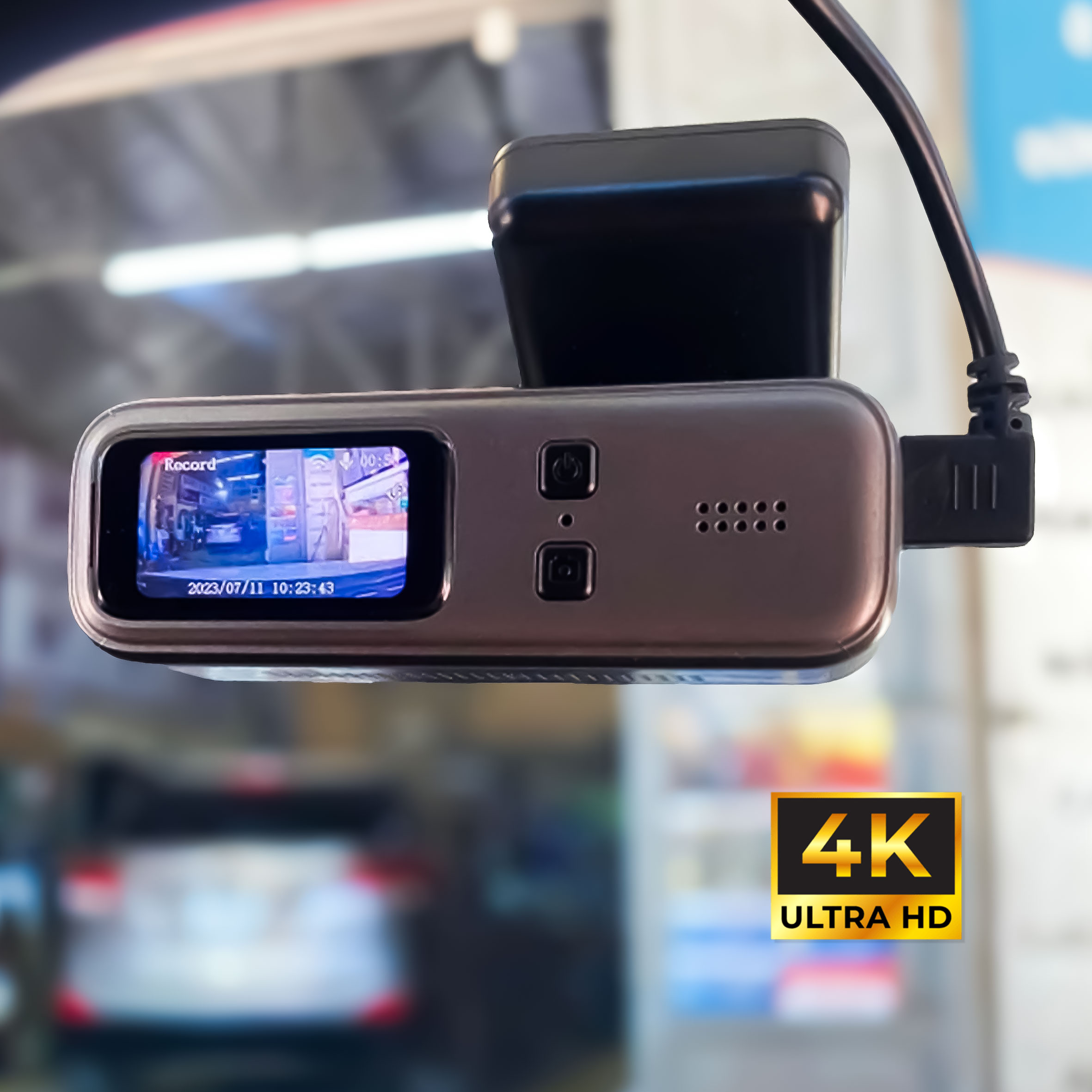 دوربین ثبت وقایع خودرو رودگارد مدل RG CAM7 4k به همراه دوربین عقب و کیت برق مستقیم