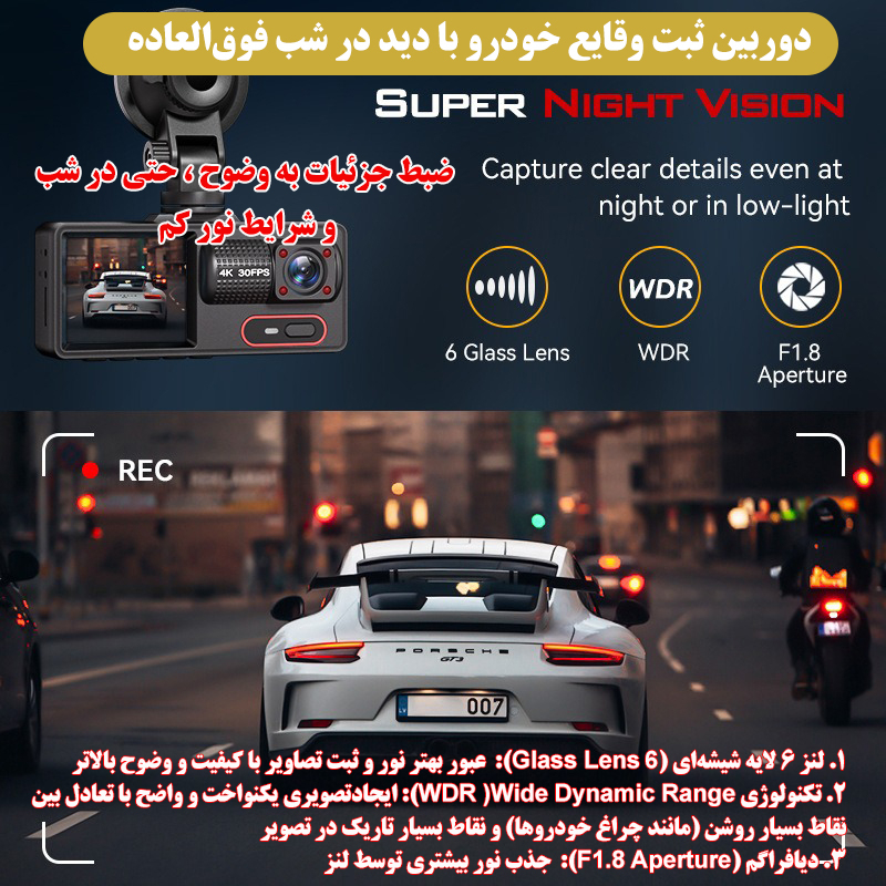 دوربین ثبت وقایع خودرو بلک باکس مدل A16WIFI-4K