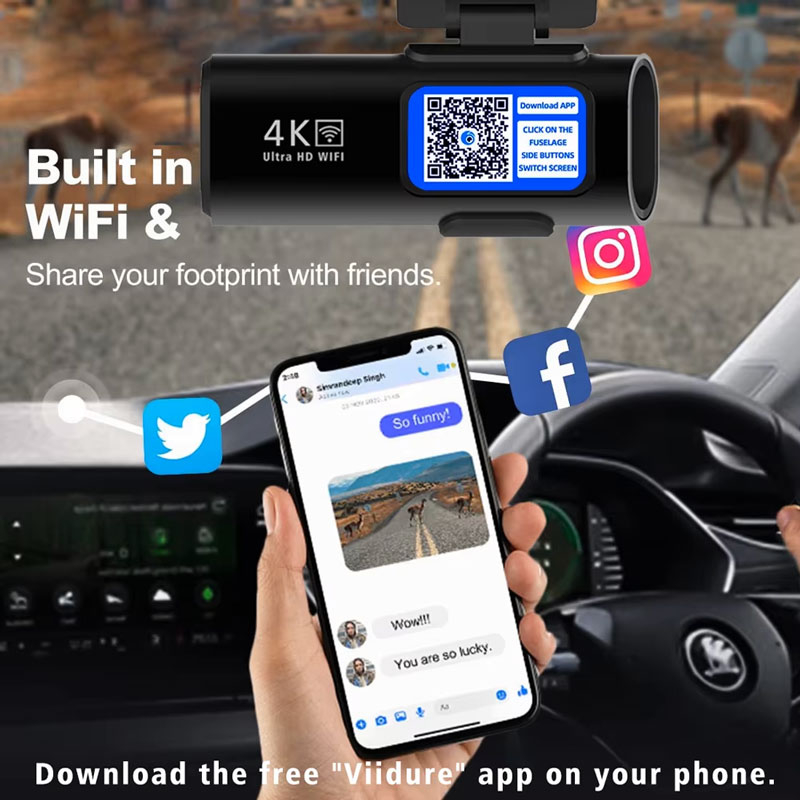 دوربین ثبت وقایع خودرو اتوویژن مدل OK309-4K+WiFi به همراه دوربین عقب