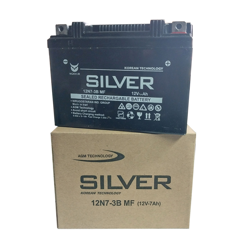 باتری موتورسیکلت سیلور مدل 12N7-3B MF 12V-7AH