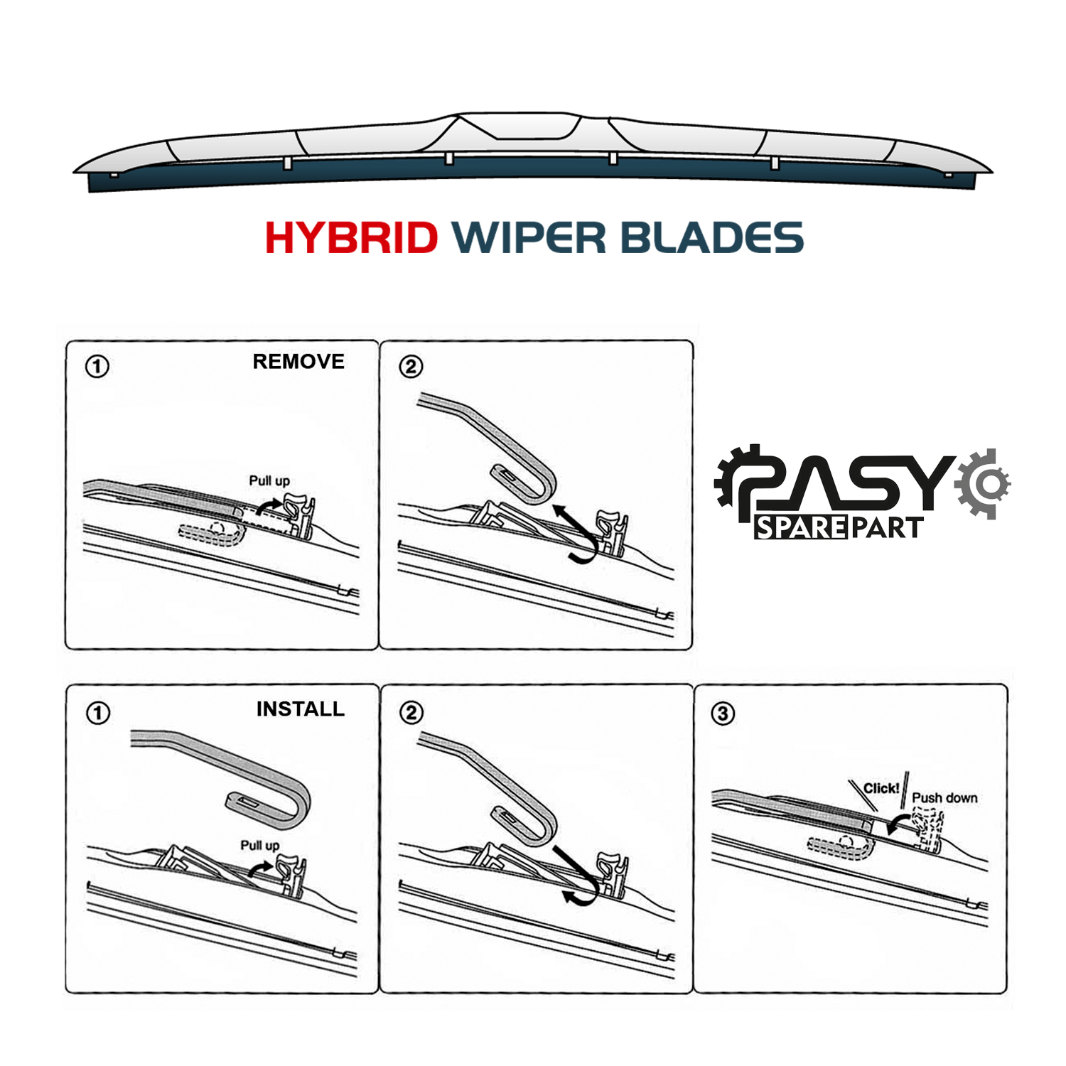 تیغه برف پاککن پاسیکو مدل HYBRID PLUS مناسب برای رنو ساندرو بسته 2 عددی