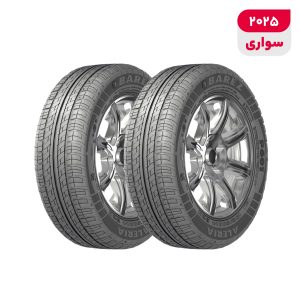 لاستیک خودرو رادیال بارز مدل P602 Aleria با کاربری سواری و سایز رینگ 14 اینچ، فاق 60 درصد پهنا و پهنای 185 میلی‌متر، شاخص تحمل وزن 82 و شاخص سرعت H (حداکثر سرعت 210 کیلومتر بر ساعت)، ساخت ایران، دارای تایر تیوبلس، 2 حلقه