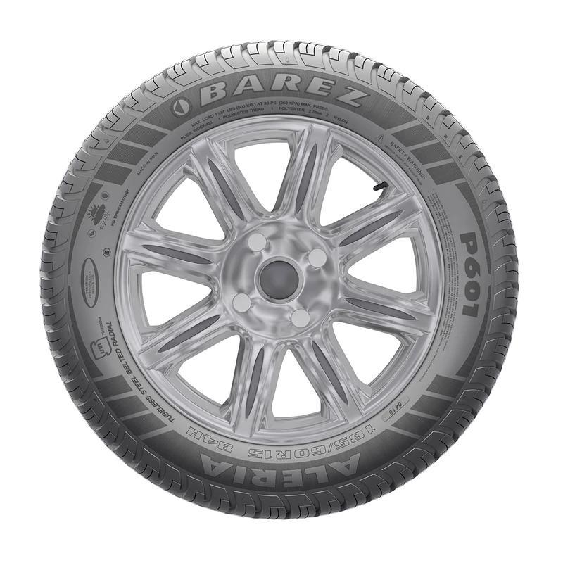 لاستیک خودرو سواری بارز مدل P601 سایز 175/60R13 دو حلقه با چسبندگی A در شرایط خیس، مقاومت در برابر هیدروپلنینگ، فرمانپذیری مناسب و مصرف سوخت بهینه