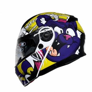 کلاه کاسکت فک متحرک راپیدو مدل MATT WHITE PURPLE