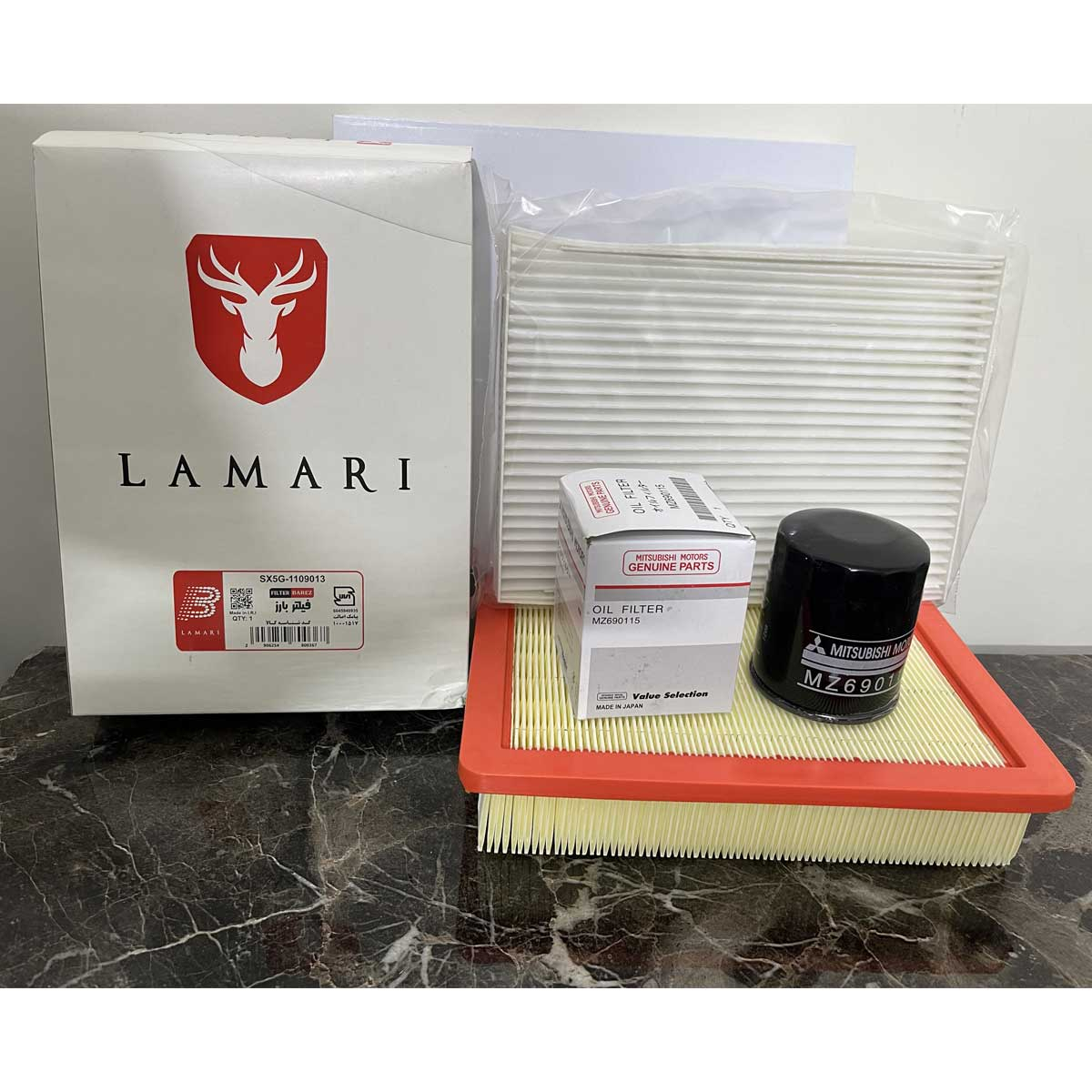 فیلتر روغن میتسوبیشی مدل 115-935 مناسب برای لاماری ایما به همراه فیلتر هوا و کابین