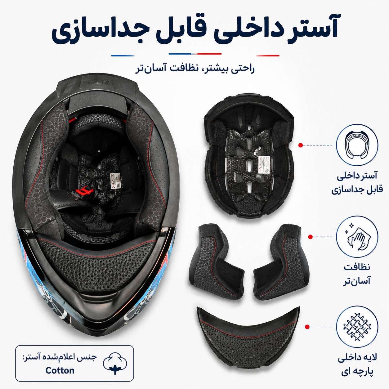 کلاه کاسکت فک متحرک وی جی وی مدل L-06