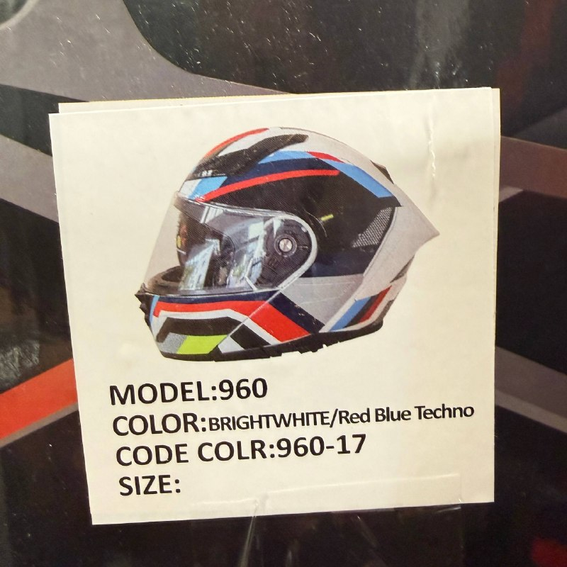کلاه کاسکت فک متحرک ردلاین مدل 960 BRIGHTWHITE / Red Blue Techno