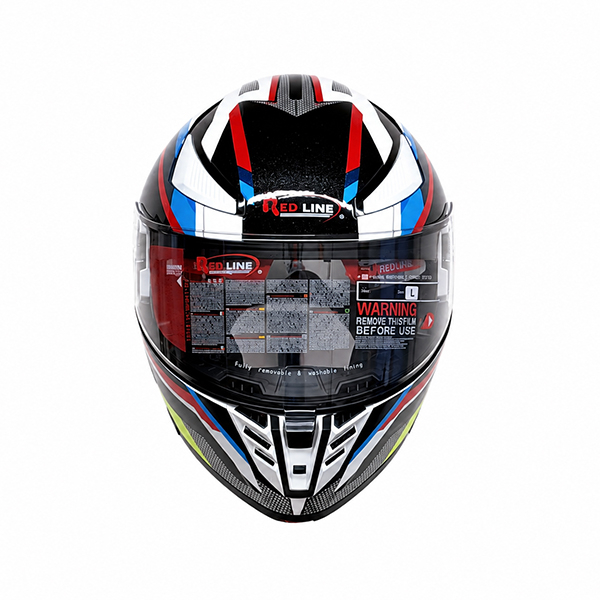کلاه کاسکت فک متحرک ردلاین مدل 960 BRIGHTWHITE / Red Blue Techno