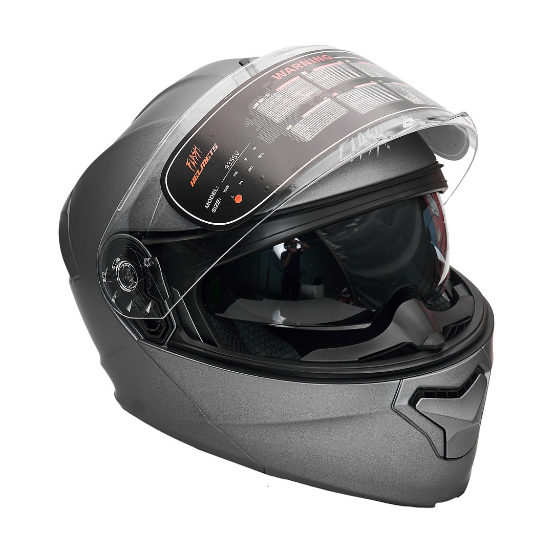 کلاه کاسکت فک متحرک فلش مدل 935Ssv titanium gray