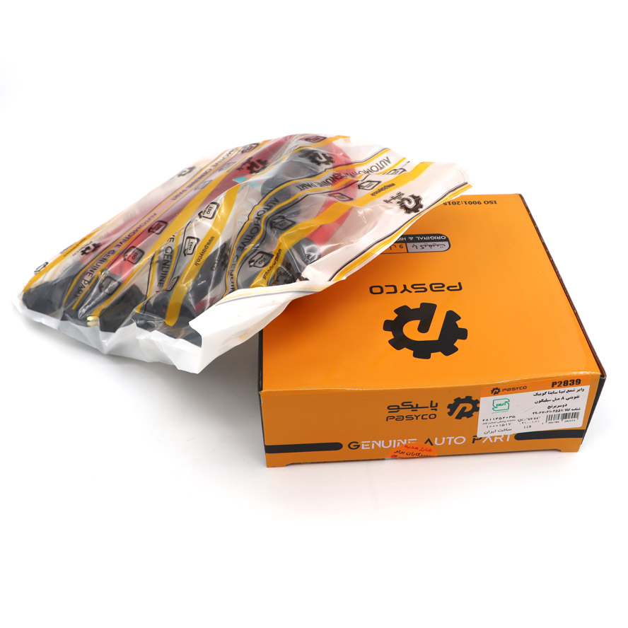وایر شمع تقویتی پاسیکو مدل 8 میل سیلیکون دو سر برنج کد P2839 مناسب برای ساینا، کوییک، تیبا و تیبا 2 بسته 4 عددی