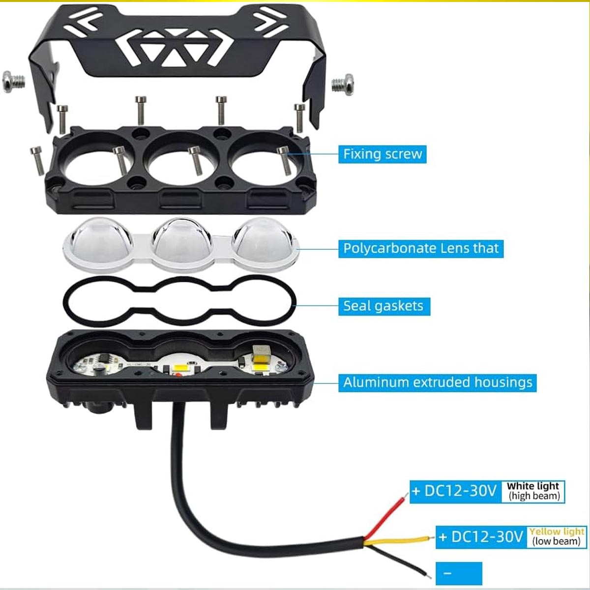 چراغ سه لنز TRI-BEAM X3 کد 2370 بسته 2 عددی