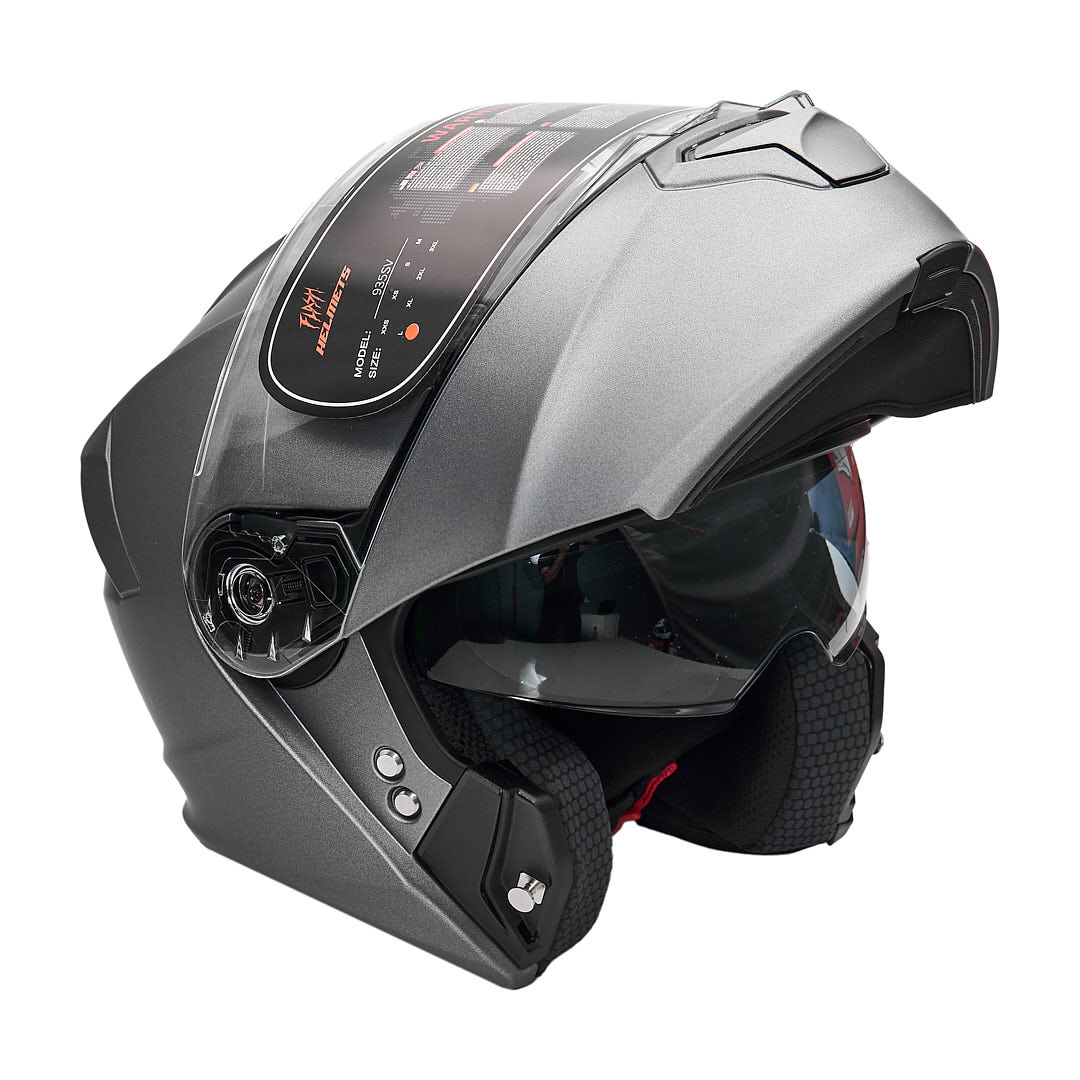 کلاه کاسکت فک متحرک فلش مدل 935Ssv titanium gray
